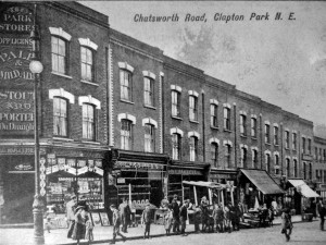 J Dellor, butcher's shop, 75 Chatswoth Road, Clapton c 1910